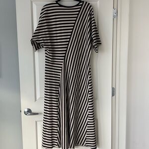 Cos Cotton Striped Midi Dress Size M